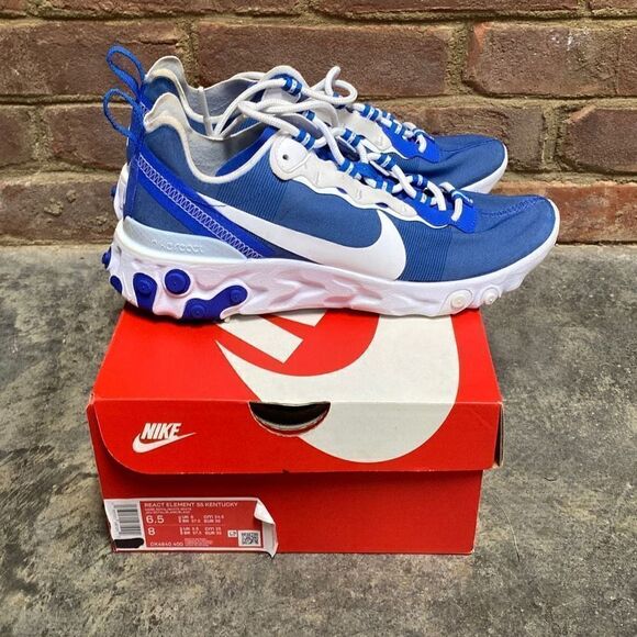 Nike Royal Blue Kentucky Wildcats React Element 55 Sneakers Size 6.5 - Picture 12 of 12